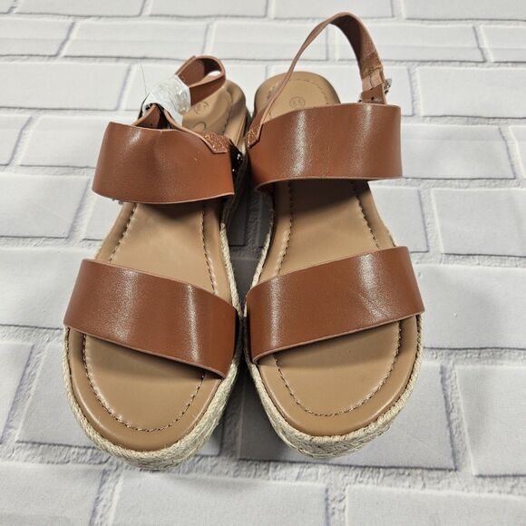 Athlefit women's wedge sandals Brown and tan and white size 6.5 - Picture 2 of 7